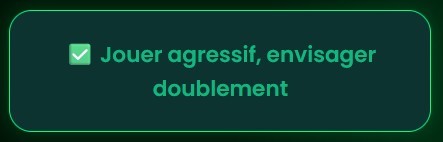 Recommandations de mise selon les cartes